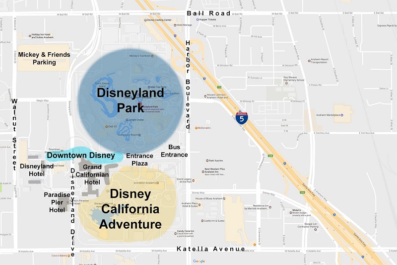 Parques da Disney na Califórnia - Mapa 