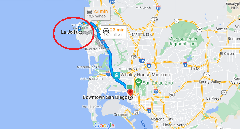 La Jolla em San Diego - Mapa
