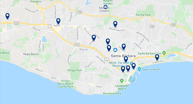 Mapa das melhores regiões para ficar em Santa Bárbara