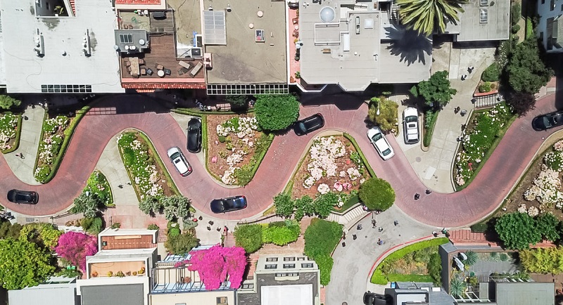 Lombard Street em San Francisco vista de cima