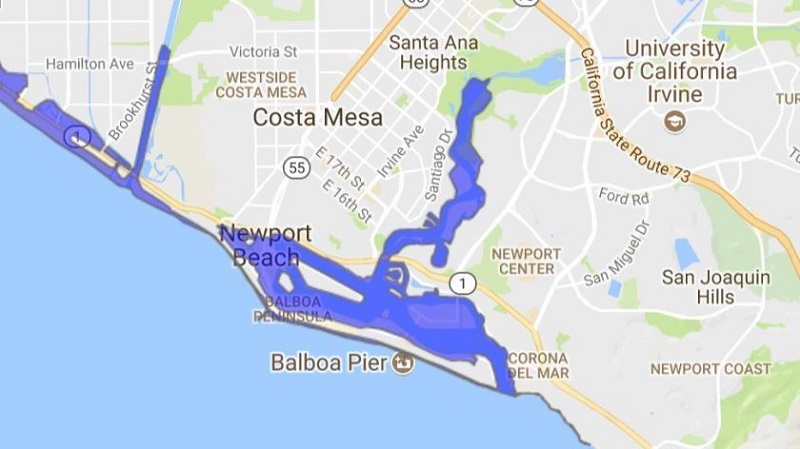 Onde ficar em Newport Beach: Melhores regiões Mapa