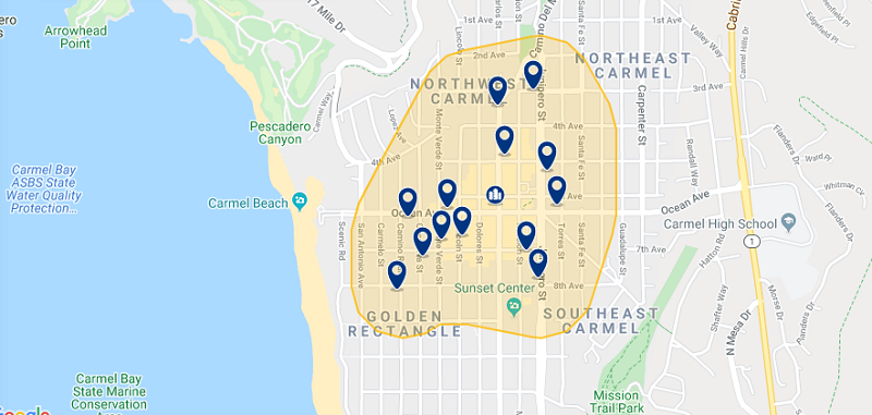 Onde ficar em Monterey: Mapa da melhor região