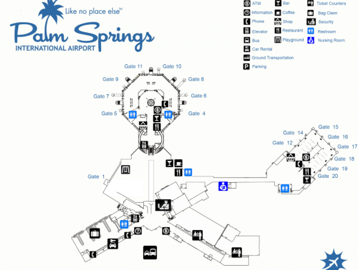 Mapa do aeroporto de Palm Springs