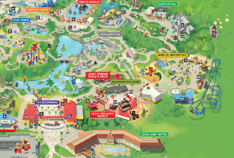Mapa de atrações da Legoland na Califórnia